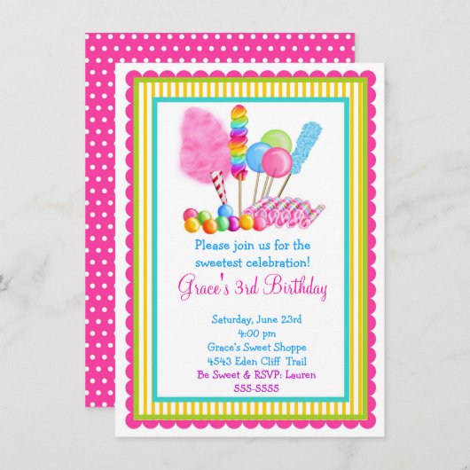 Candy Circus Einladungen (Vorne/Hinten)