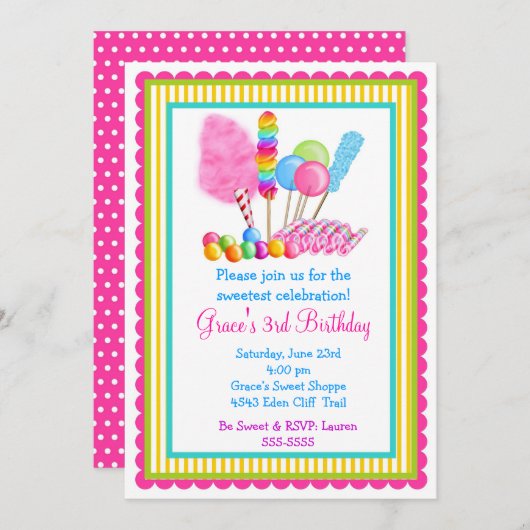 Candy Circus Einladungen (Vorne/Hinten)