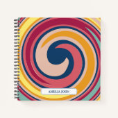 Candy Colored Psychedelic Swirl Name Notebook Notizblock (Vorderseite)