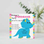 Candy Colors Dino Einladung (Stehend Vorderseite)