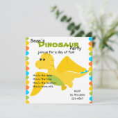 Candy Colors Dino Einladung (Stehend Vorderseite)