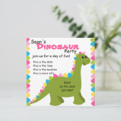 Candy Colors Dino Einladung (Stehend Vorderseite)