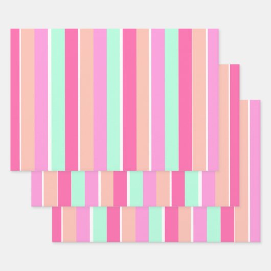 Candy Colors Stripes Geschenkpapier Set (Set)