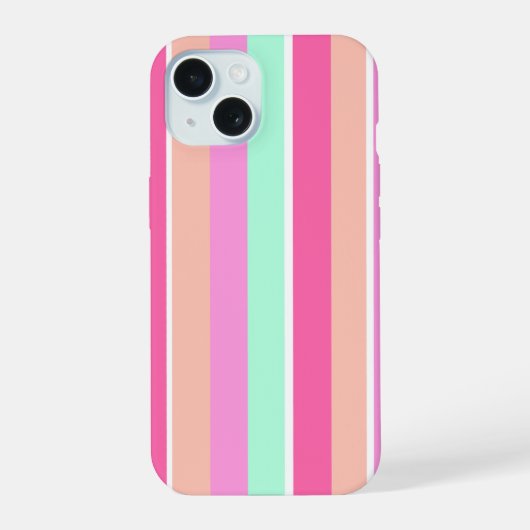 Candy Colors Stripes iPhone 15 Hülle (Rückseite)