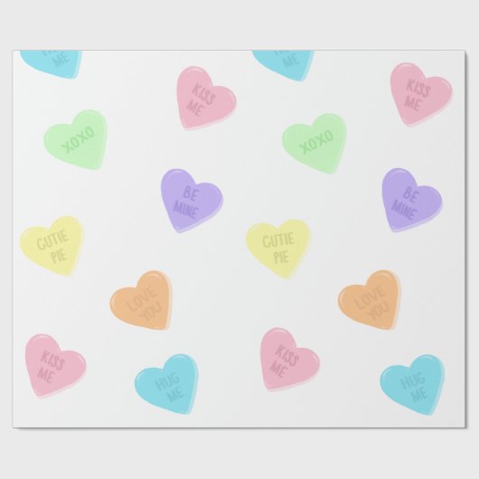 Candy Conversation Heart Valentinstag Geschenkpapier (Flach)