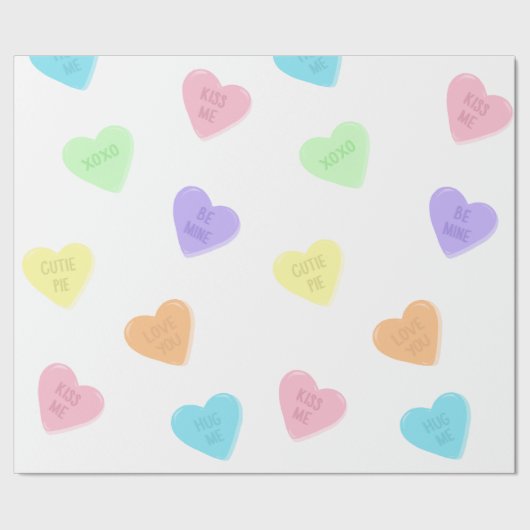 Candy Conversation Heart Valentinstag Geschenkpapier (Saum)