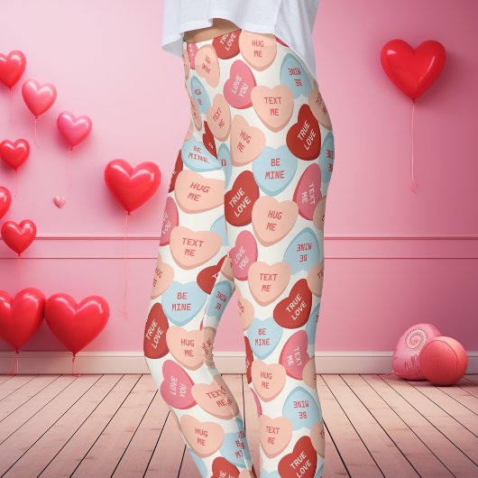 Candy Conversation Hört Valentinstag Leggings