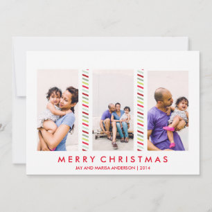 Candy Cool Striped Holiday Foto Card Feiertagskarte