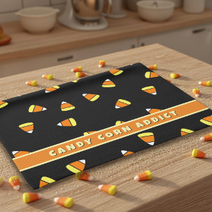 Candy Corn Addict Schwarzes Halloween Küchentuch