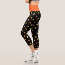 Candy Corn Black Printing Legging Capris