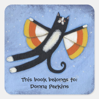 Candy Corn Cat Angel Quadratischer Aufkleber