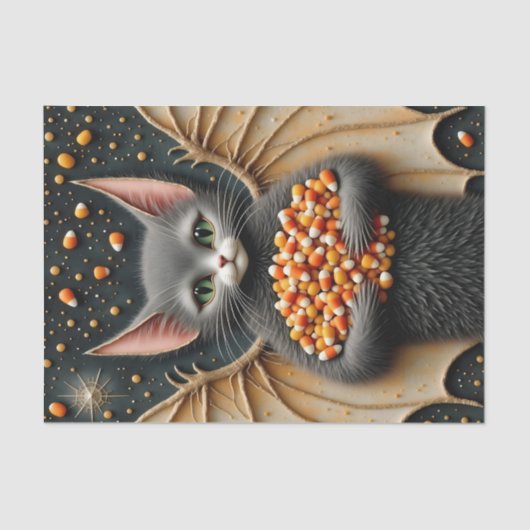 Candy Corn Cat Bat Decoupage Seidenpapier (Vorderseite)