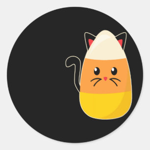 Candy Corn Cat Halloween Runder Aufkleber