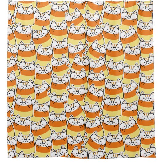 Candy Corn Cat Pattern Duschvorhang (Vorderseite)