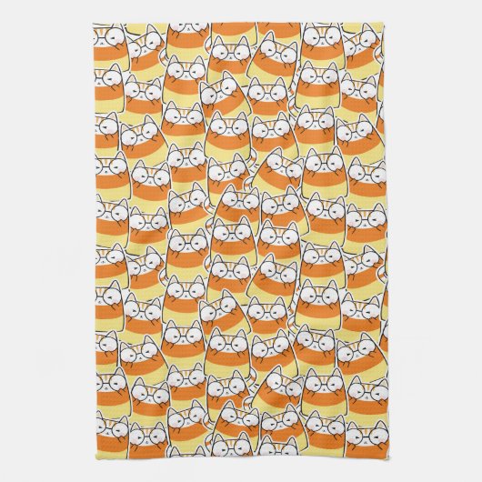 Candy Corn Cat Pattern Geschirrtuch (Vertikal)