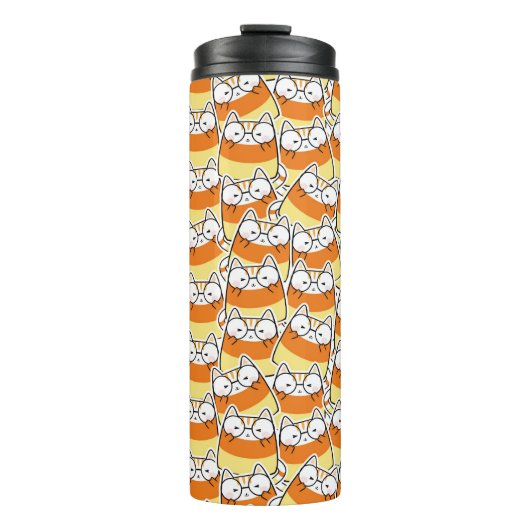 Candy Corn Cat Pattern Thermosbecher (Vorderseite)