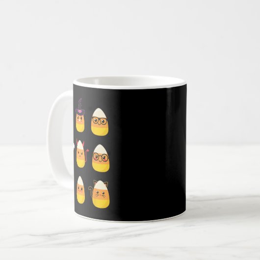 Candy Corn Costume Characters - Niedlich Halloween Kaffeetasse (Vorderseite Links)