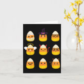 Candy Corn Costume Characters - Niedlich Halloween Karte (Gelbe Blume)