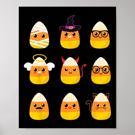 Candy Corn Costume Characters - Niedlich Halloween Poster (Vorne)