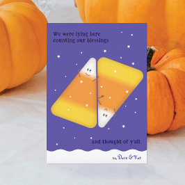 Candy Corn Couple Happy Fall Holiday Card Feiertagskarte