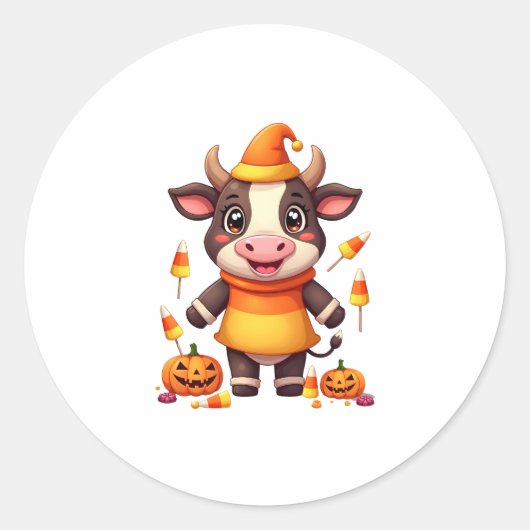 Candy Corn Cow Runder Aufkleber (Vorderseite)