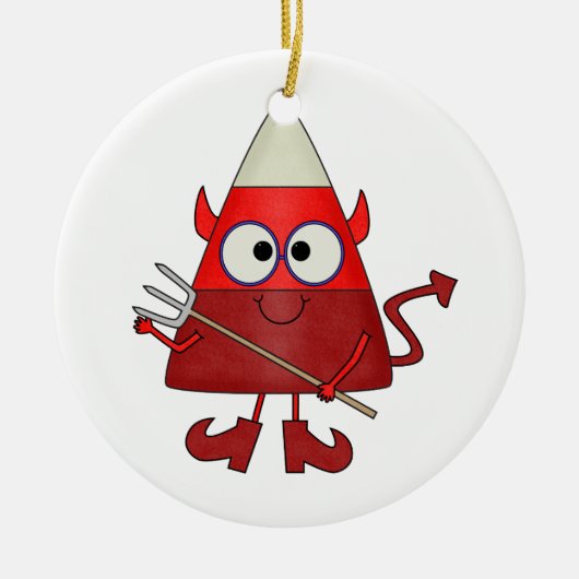 Candy Corn Devil Halloween Keramikornament (Vorne)
