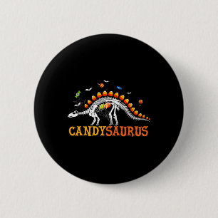 Candy Corn Dinosaur Skeleton Happy Halloween Button