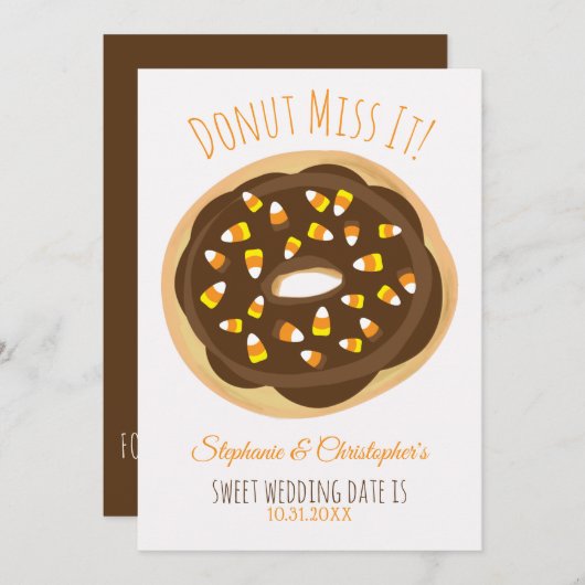 Candy Corn Donut Halloween Hochzeit Save The Date (Vorne/Hinten)