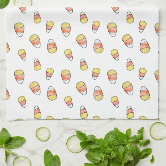 Candy Corn Fall autumn kitchen towel Geschirrtuch (Gefaltet)