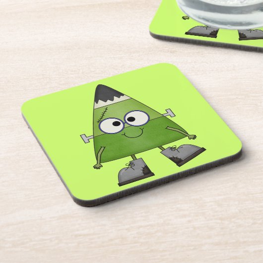 Candy Corn Frankenstein Halloween Getränkeuntersetzer (Linke Seite)