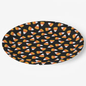 Candy Corn Halloween Black und Orange Pappteller (Schrägansicht)