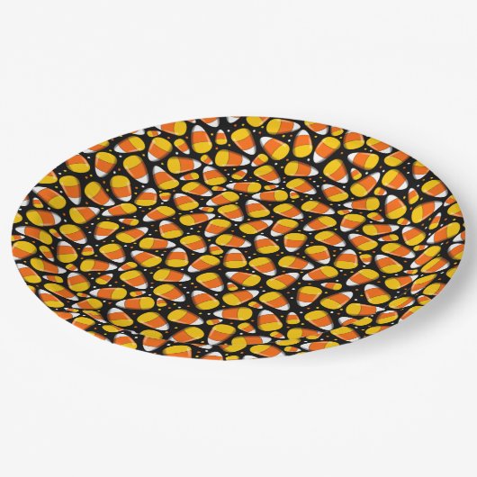 Candy Corn Halloween Pappteller (Schrägansicht)