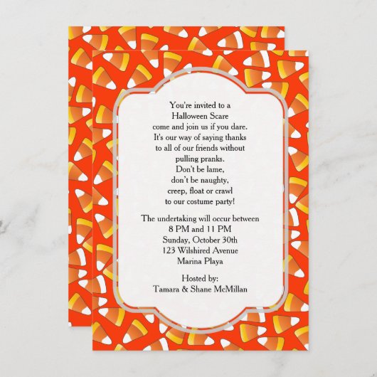 Candy Corn Halloween-Party Einladung (Vorne/Hinten)