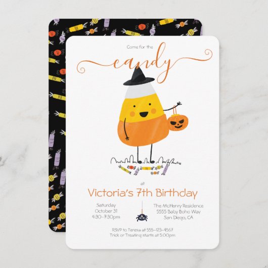 Candy Corn Halloween Party Trick oder Leckerbissen Einladung (Vorne/Hinten)