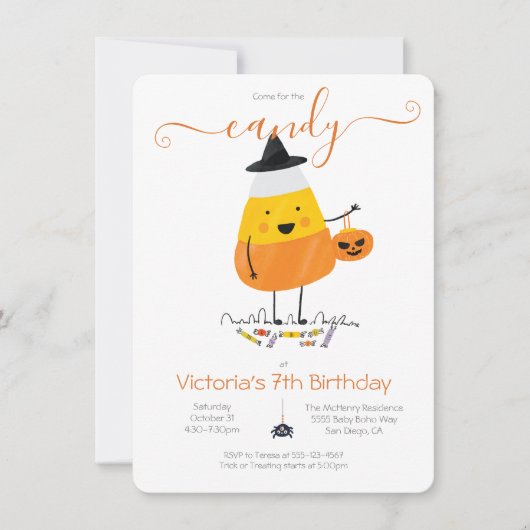 Candy Corn Halloween Party Trick oder Leckerbissen Einladung (Vorderseite)
