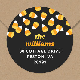 Candy Corn Halloween Rücksendeadresse Runder Aufkleber