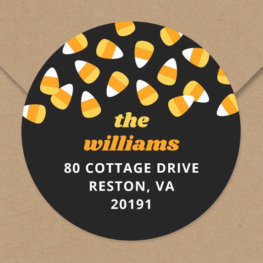 Candy Corn Halloween Rücksendeadresse Runder Aufkleber