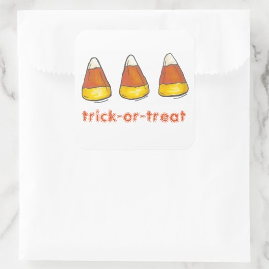 Candy Corn Halloween Trick-oder-Leckerei-Kandies Quadratischer Aufkleber (Tasche)