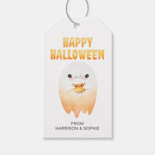 Candy Corn Happy Halloween Ghost Personalisiert Na Geschenkanhänger (Vorderseite)