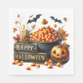 Candy Corn Happy Halloween Paper Napkin Serviette (Vorderseite)