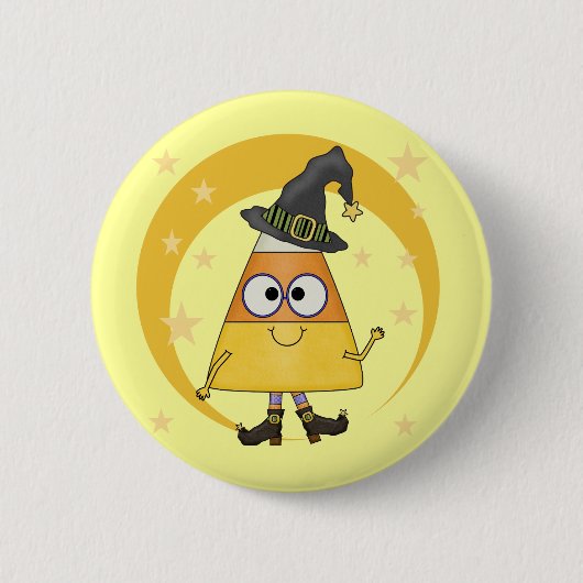 Candy Corn Hexe Halloween Button (Vorderseite)