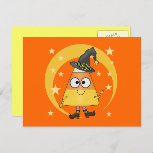 Candy Corn Hexe Halloween Postkarte (Vorne/Hinten)