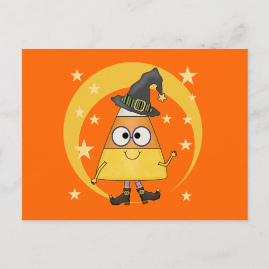 Candy Corn Hexe Halloween Postkarte (Vorderseite)