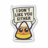 Candy Corn "Ich mag dich auch nicht" Aufkleber (Vorderseite)