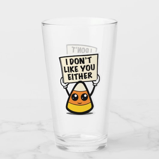 Candy Corn "Ich mag dich auch nicht" Glas (Rückseite)