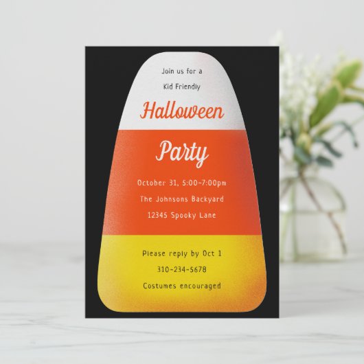 Candy Corn Kids Halloween-Party Einladung (Stehend Vorderseite)