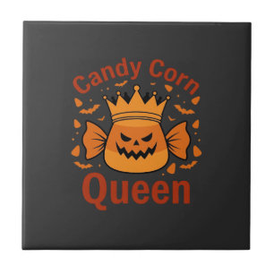 Candy Corn Königin Halloween-Krone Fledermäuse_1 Fliese