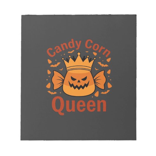 Candy Corn Königin Halloween-Krone Fledermäuse_1 Notizblock (Vorderseite)