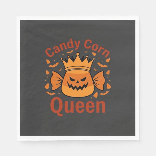 Candy Corn Königin Halloween-Krone Fledermäuse_1 Serviette (Vorderseite)