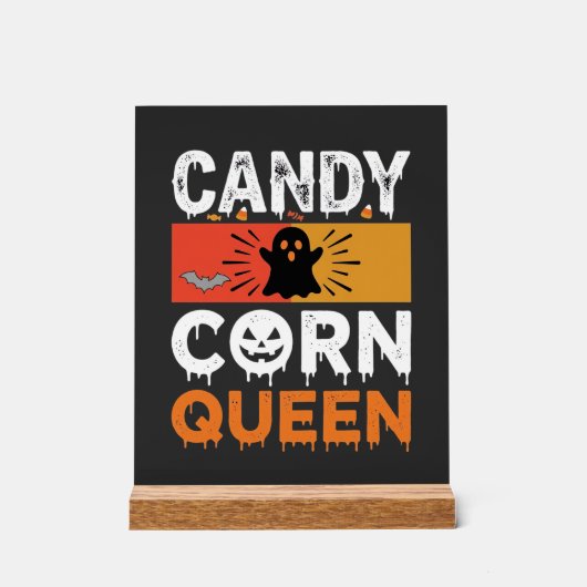 Candy Corn Königin Halloween SVG Design Acrylschild (Vorderseite)